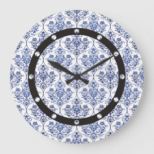 Flourish Damask Pattern - blauw Grote Klok