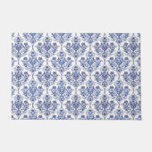 Flourish Damask Pattern - blauw + jouw idee Deurmat (Voorkant)