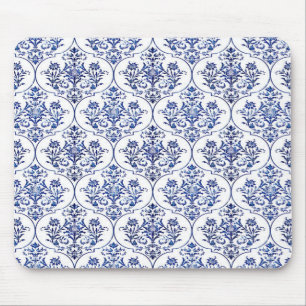 Flourish Damask Pattern - blauw Muismat