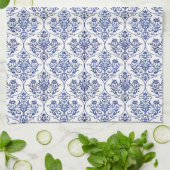 Flourish Damask Pattern - blauw Theedoek (Gevouwen)
