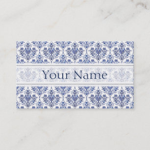 Flourish Damask Pattern - blauw Visitekaartje