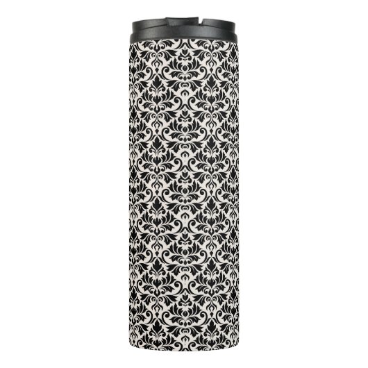 Flourish Damask Rpt Pattern Black on Cream Thermosbeker (Achterkant)
