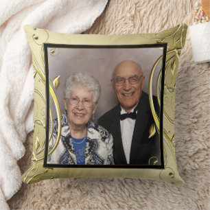 Flourish Gold 50ste Huwelijksjubileum Foto Kussen