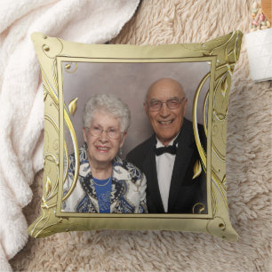 Flourish Gold 50ste Huwelijksjubileum Foto Kussen