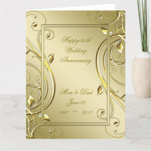 Flourish Gold 50th Wedding Jubileum 8,5 x 11 Kaart