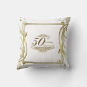 Flourish Gold White 50th Wedding Jubileum Kussen (Achterkant)