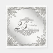 Flourish Silver 25e trouwdag servetten (Voorkant)