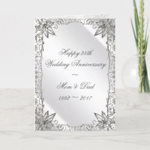 Flourish Silver 25th Huwelijksverjaardagskaart Kaart