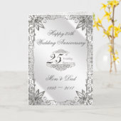 Flourish Silver 25th Wedding Anniversary Kaart (Gele Bloem)