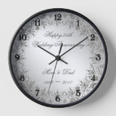 Flourish Silver 25th Wedding Jubileum Clock (Voorkant)