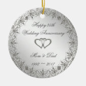 Flourish Silver 25th Wedding Jubileum Keramisch Ornament (Voorkant)