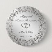 Flourish Silver 25th Wedding Jubileum Ronde Button 7,6 Cm (Voorkant)