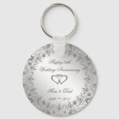 Flourish Silver 25th Wedding Jubileum Sleutelhanger (Voorkant)