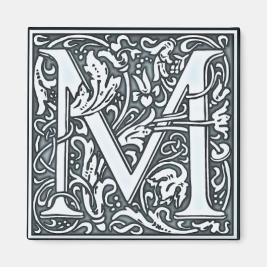flourish Silver Monogram - M Magneet (Voorkant)