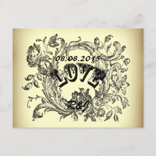 Flourish Swirls Vintage Wedding save the date Aankondigingskaart