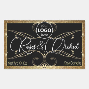 Flourish Yellow Gold-productetiketten Logo Rectang Rechthoekige Sticker