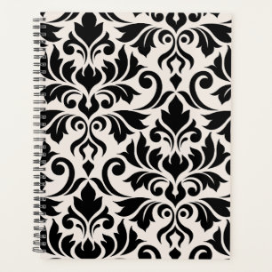 Flourissant Damask Art I Black on Cream