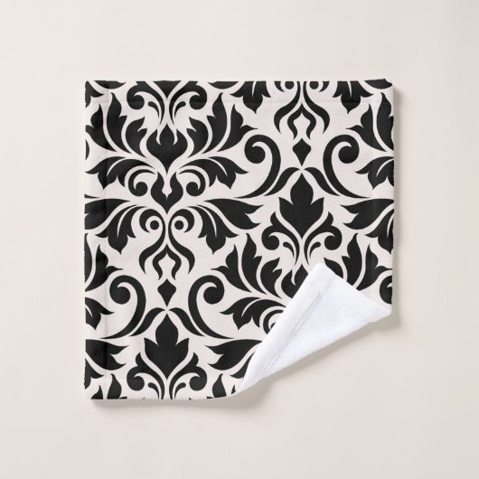 Flourissant Damask Art I Black on Cream (Gant de toilette)