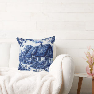 Flow Blue Stijl Engelse Landelijke Cottage Rozen Kussen