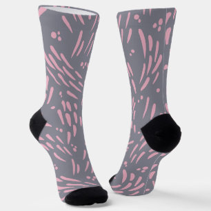 Flow in grijs en roze sokken