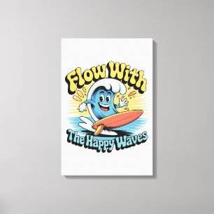Flow Met De Gelukkige Golven Muurkunst Canvas Afdruk