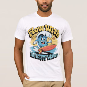 Flow Met De Gelukkige Golven Surf Style Heren T-sh T-shirt