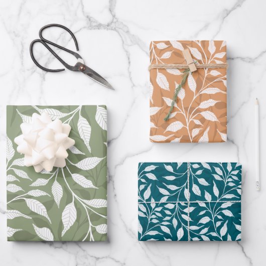 Flow van dansende bladeren Ontwerp Delicate geblad Inpakpapier Vel (Voorkant)