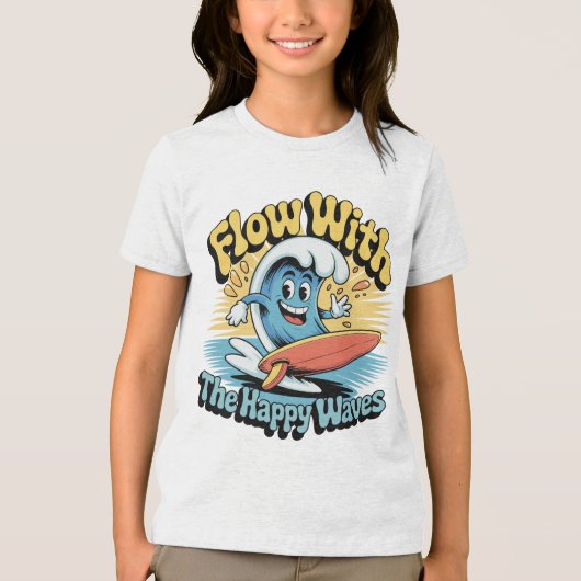 Flow With The Happy Waves Kids Surf Shirt (Voorkant)