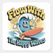 Flow With The Happy Waves Waterproof Sticker (Devant)