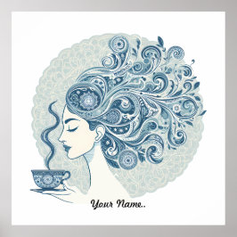 Flow Woman Art – Blue Tegel Fusion Poster