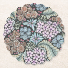Flower1 doodle art onderzetter. kartonnen onderzetters