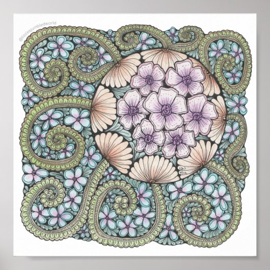 Flower2 doodle print 8x8in (Voorkant)