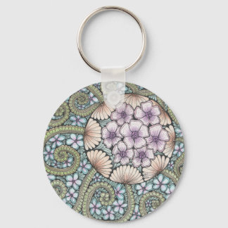 Flower2 en flower3 doodle art keyring. sleutelhanger