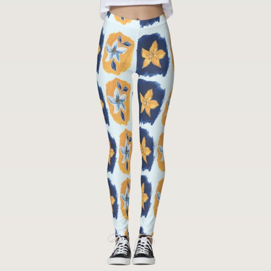 Flower abstract pattern leggings (Voorkant)