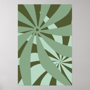 Flower Abstract Retro Groen Poster