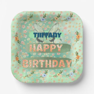Flower and Butterfly Paper Square Bord