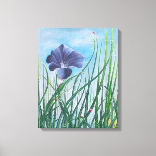 Flower and Lady Bugs Canvas Afdruk (Voorkant)