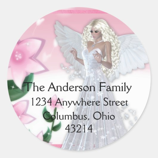 Flower Angel Design Fantasy Retouradres Labels (Voorkant)