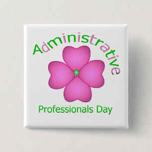 Flower Art Administrative Professionals Day Vierkante Button 5,1 Cm