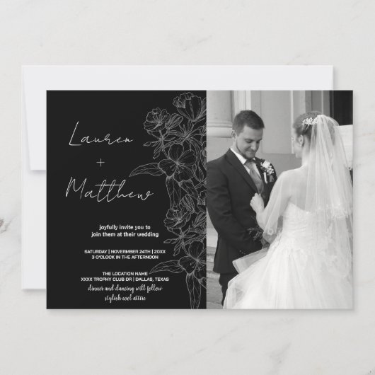 Flower Art Wedding Invitations avec photo (Devant)
