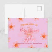 Flower Baby Girl Douche Invitation (Devant / Derrière)