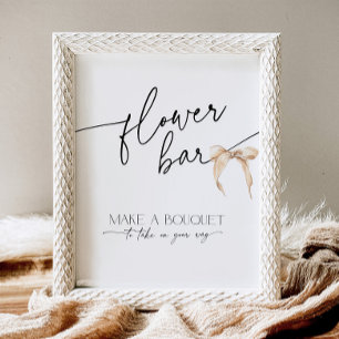 Flower Bar Beige Bow Vrijgezellenfeest Het binden Reclamebord Met Voetstuk