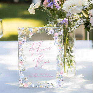 Flower Bar Bloemen Roze Vrijgezellenfeesten Tafel Acryl Bord