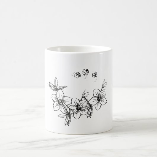 Flower bee ceramic mug  (Centre)