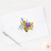 Flower bee with wild plants ronde sticker (Envelop)