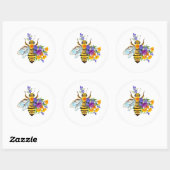 Flower bee with wild plants ronde sticker (Vel)