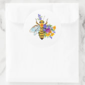 Flower bee with wild plants ronde sticker (Tas)