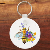 Flower bee with wild plants sleutelhanger (Voorkant)