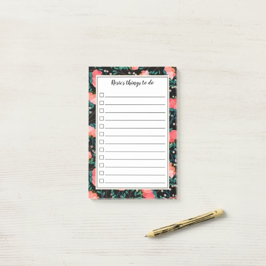 Flower & Berries Pattern - Selectievakje om te doe Post-it® Notes (Op bureau)