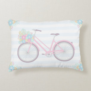 Flower Bicycle Cute Pastel Cozy Pillow Accent Kussen